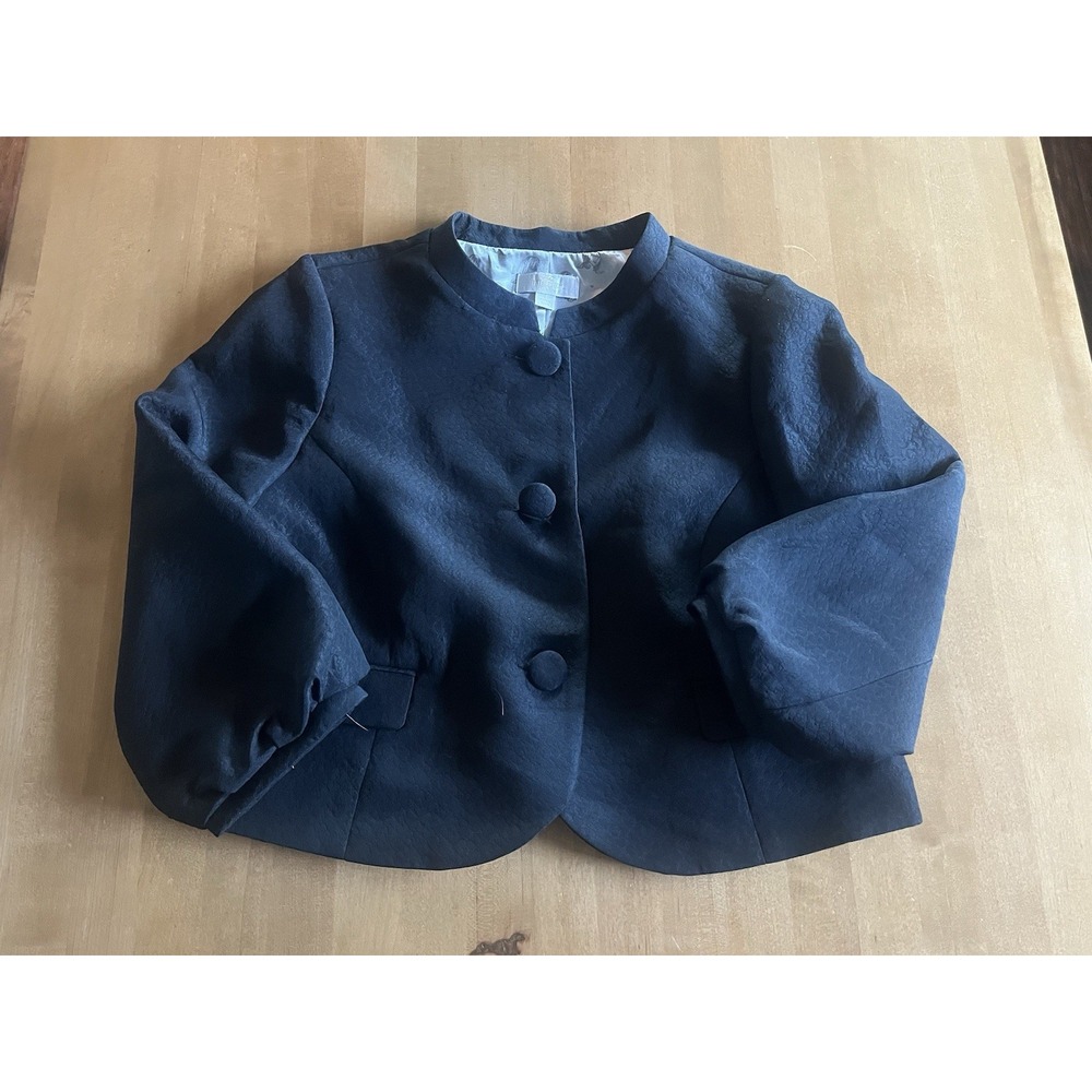 Erin Fetherston for Target 2007 Black Jacquard Cropped Jacket L Y2K Puff Sleeve